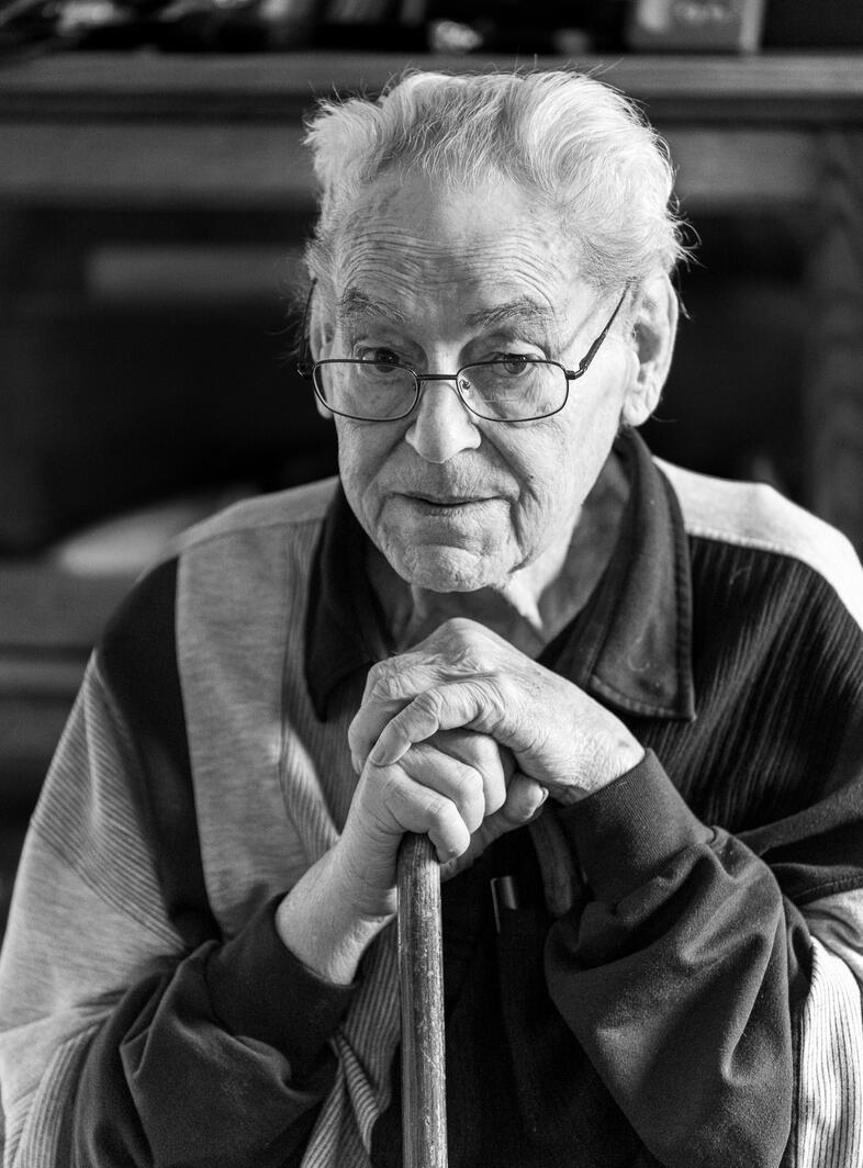 old man black and white portrait